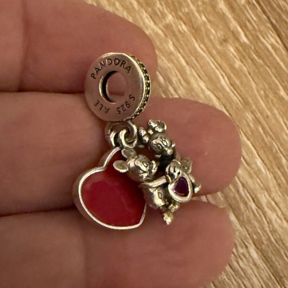 Disney Silver Charm with Red Heart Mickey & Minnie - Picture 6 of 7